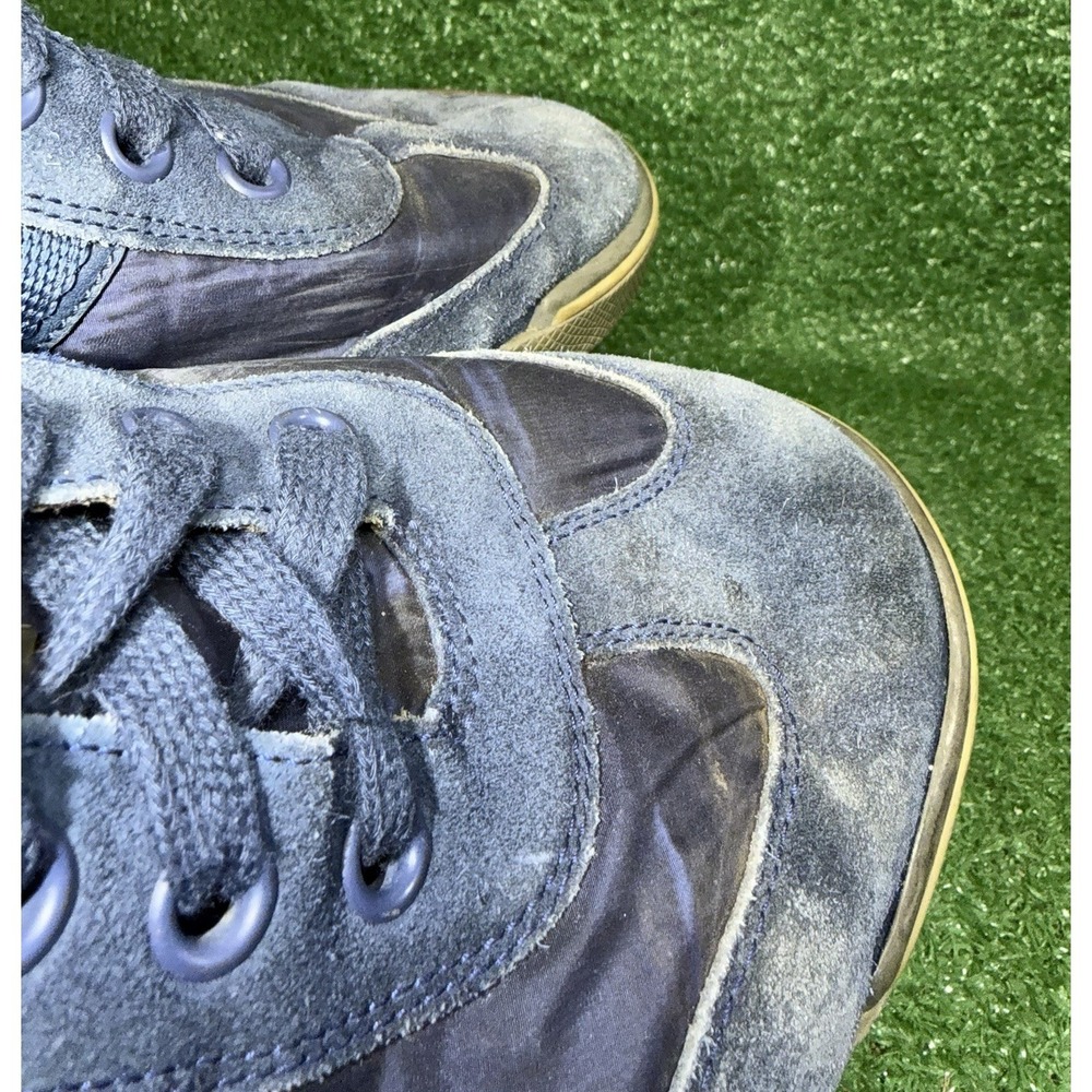 PRADA Mens Size 13 US Suede Leather Nylon Shoes Navy Red Stripe‎ Luxury Sneakers - Picture 8 of 14